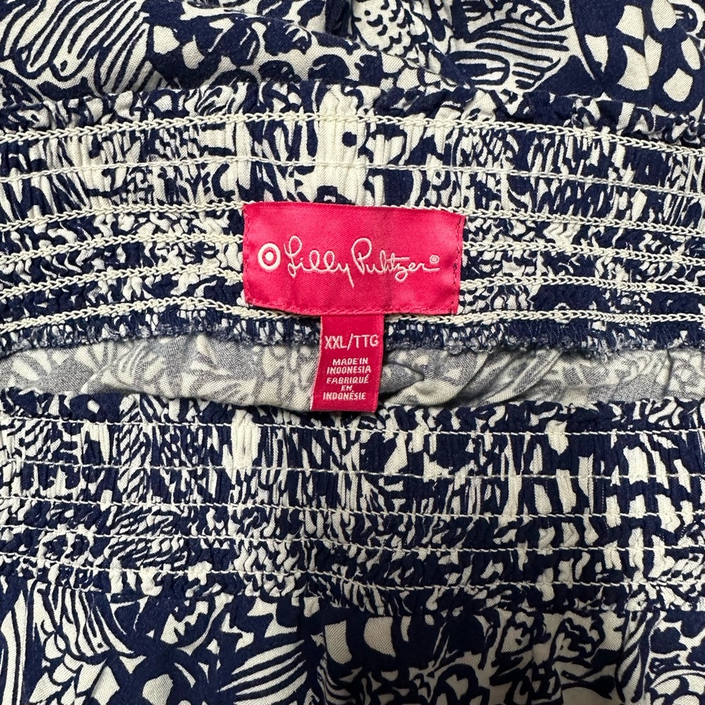 Lilly Pulitzer Navy and White Patterned Jumpsuit